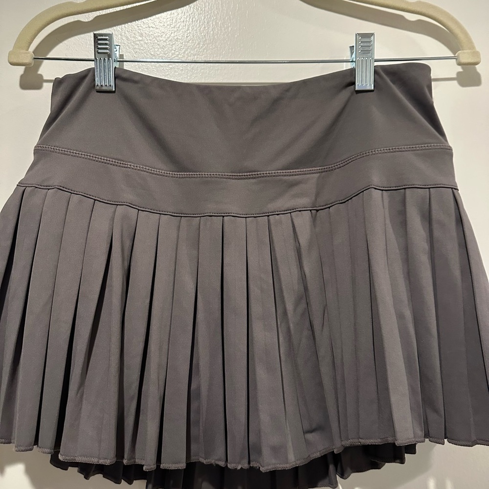 Gray Pleated Mini Skater Skirt for Work